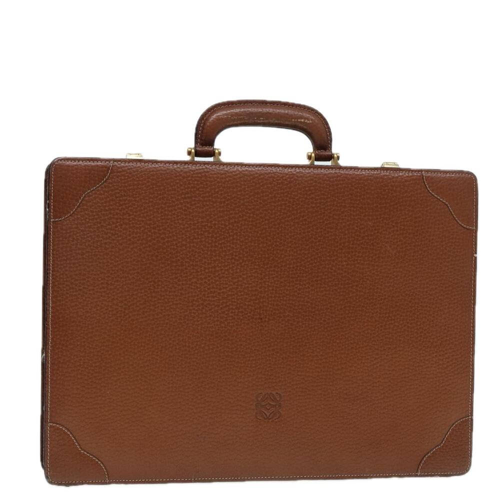 LOEWE Anagram Attache Case Trunk Leather Brown Gold